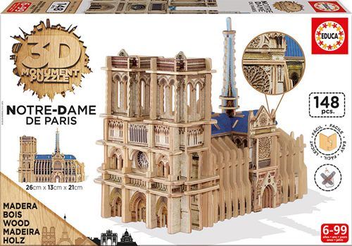 puzzle en 3D de madera catedral notre dame