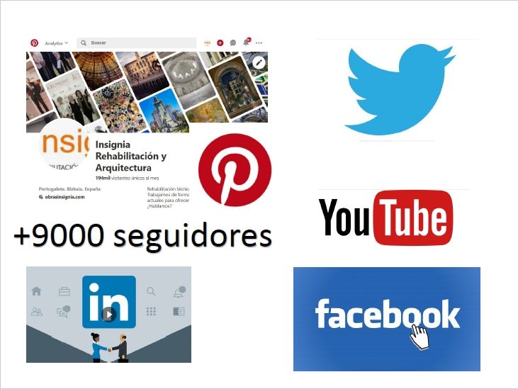 redes sociales de Insignia Rehabilitacion y Arquitectura