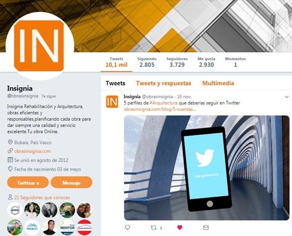 twitter de obras insignia