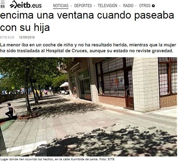 noticia desprendimiento en fachada en Leioa 