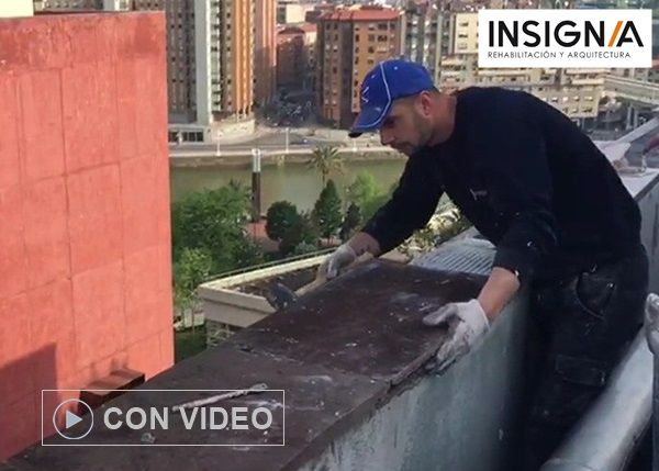 fijado de cabeza de muro en reforma en Bilbao