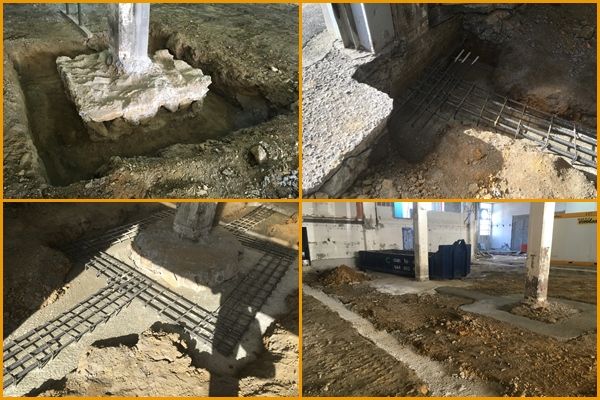 excavacion y hormigonado de la base de los pilares