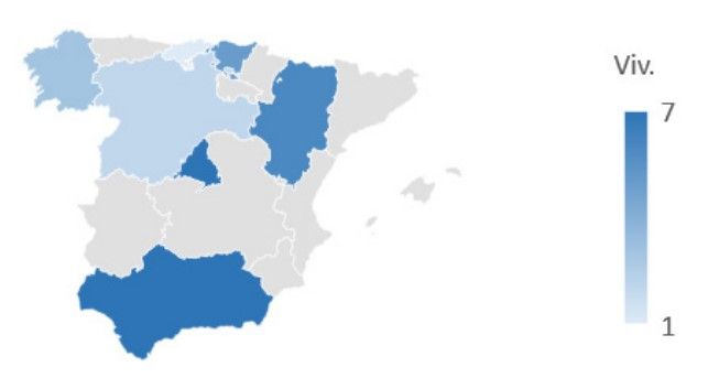 distribucion zonas donde los niveles de concentracion de co2 son mayores en el interior de las viviendas