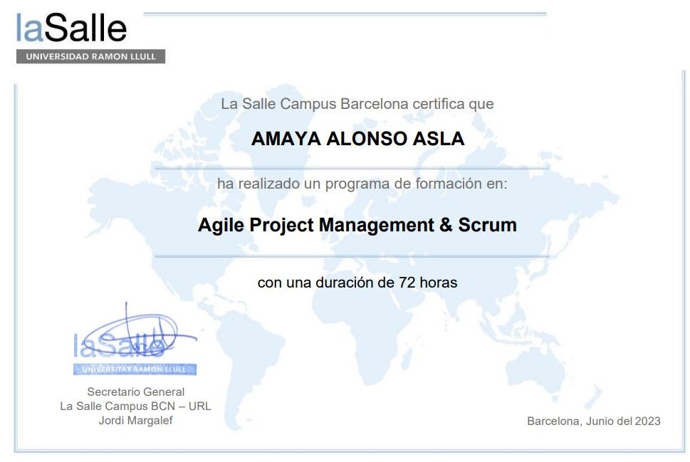 formación Agile método de trabajo productivo realizado por Amaya Alonso para Insignia Rehabilitacion y Arquitectura
