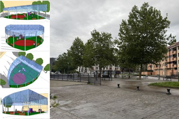 imagenes 3D cubrición parque infantil Gernika Lumo antes de realizar las obras