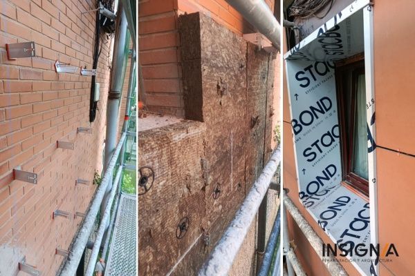 sistema de sujeción de las piezas y el aislamiento Louvelia fachada ventilada porcelanica