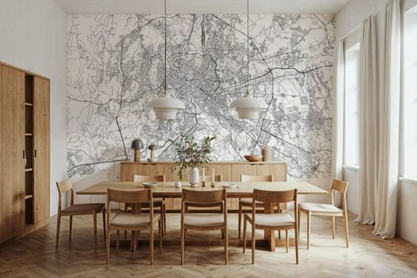 soluciones decorativas sin grandes reformas en casa. fotomural con mapa imagen salón