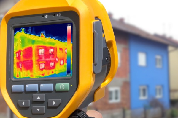 camara termica analizando rehabilitacion energetica de edificio