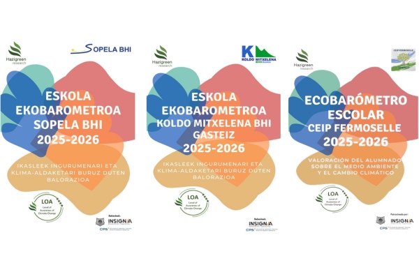 Ecobarómetro Escolar. Centros escolares patrocinados en 2025-2026 por Insignia Rehabilitación y arquitectura para participar el Ecobarómetro Escolar propuesto por Hazigreen